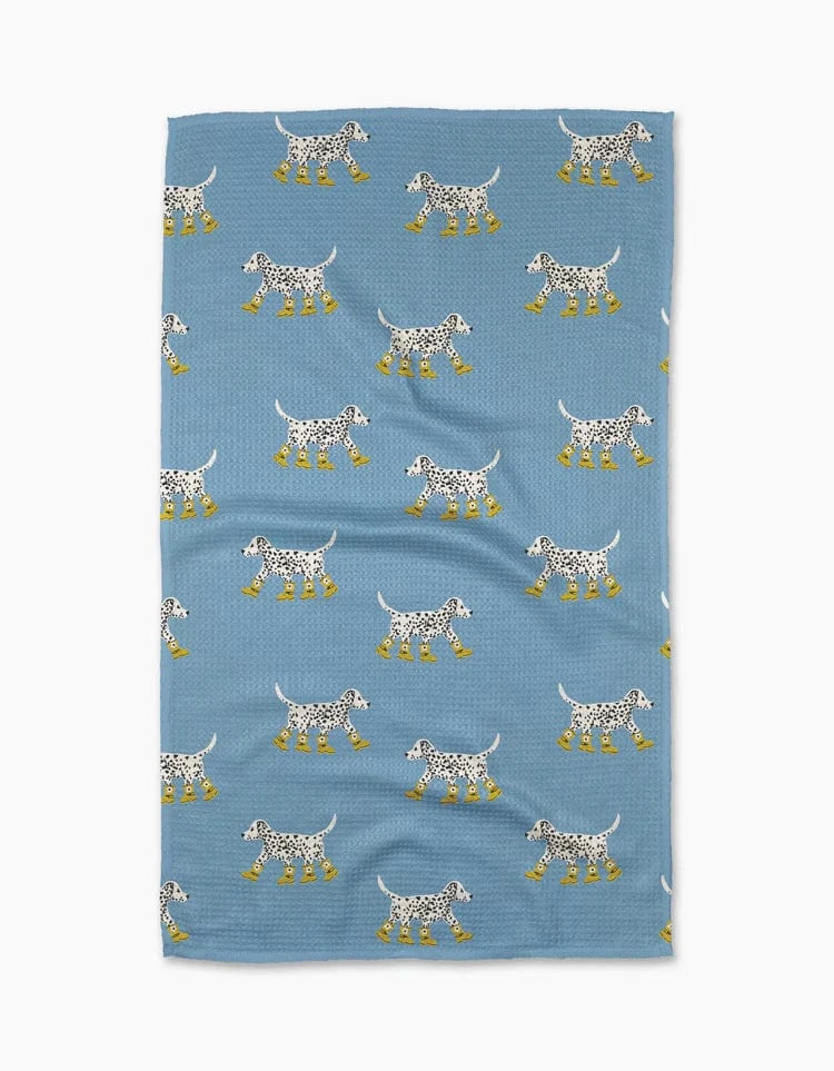 Geometry Home Dalmatian In Boots Blue Tea Towel