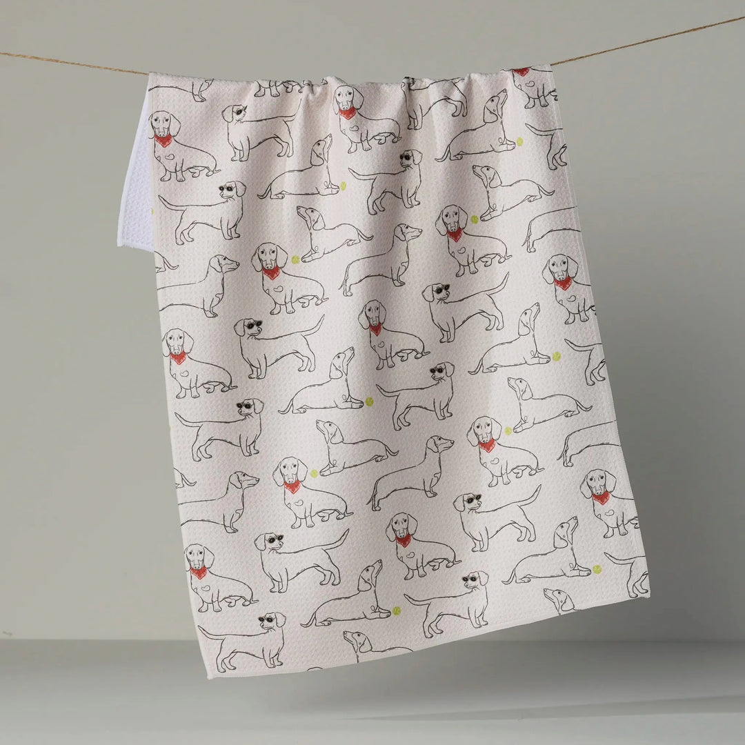 Geometry Home Doxie Pals Tea Towel