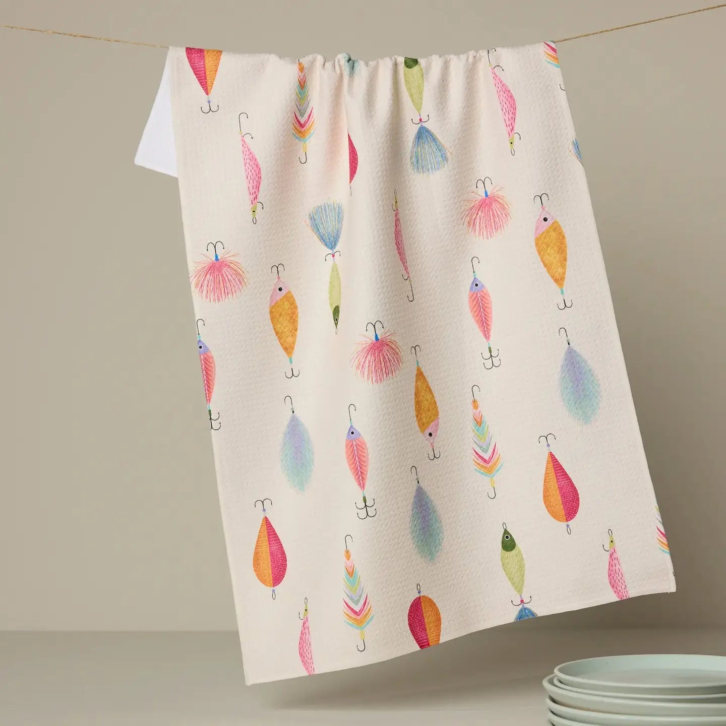 Geometry Home Fishing Lures Tea Towel