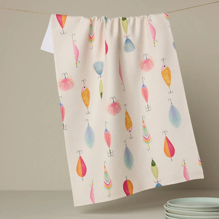 Geometry Home Fishing Lures Tea Towel