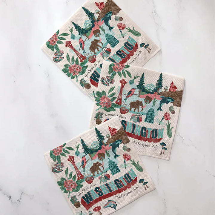 Geometry Home Greetings From Washington Dishcloth Set