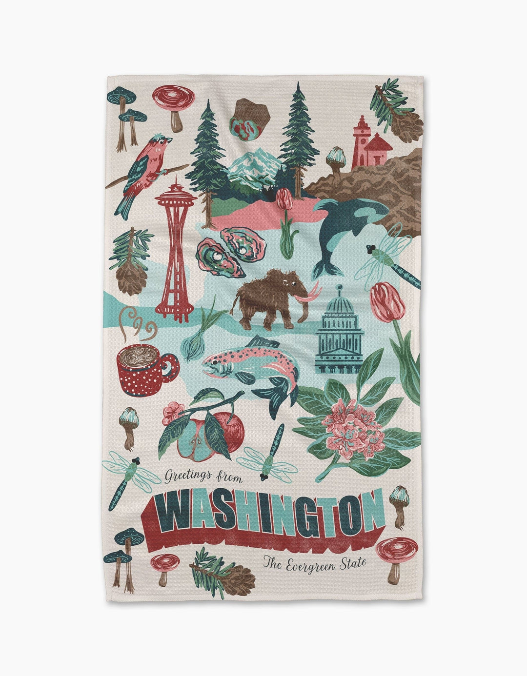 Geometry Home Greetings From Washington Tea Towel