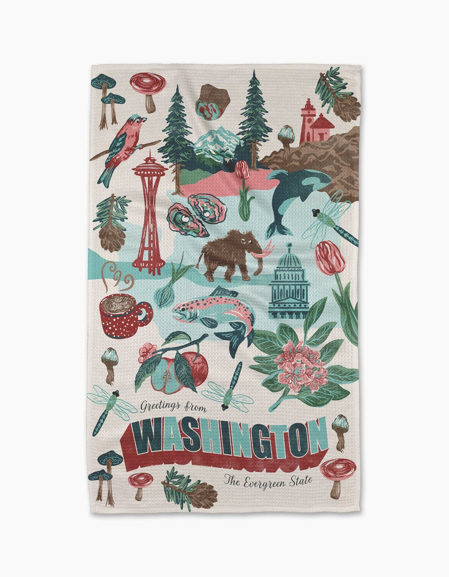Geometry Home Greetings From Washington Tea Towel