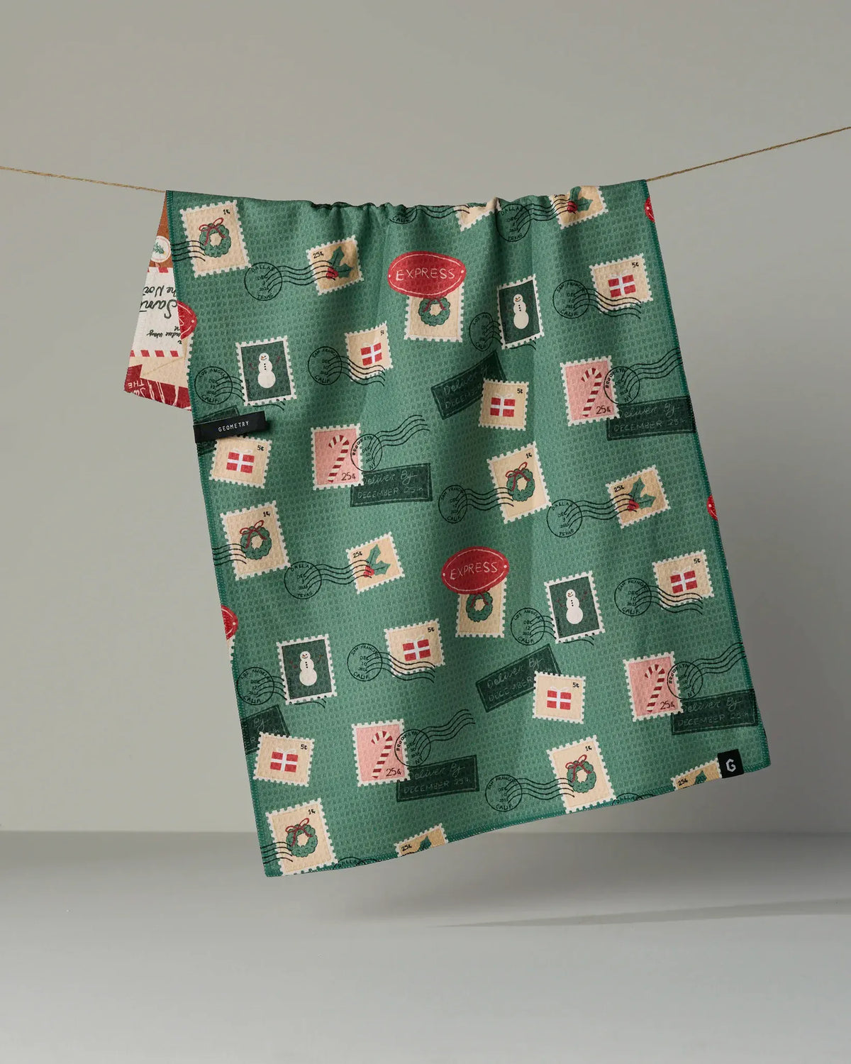Geometry Home Merry Mail Luxe Kitchen Towel