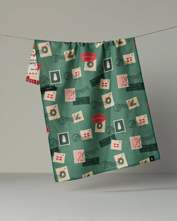 Geometry Home Merry Mail Luxe Kitchen Towel