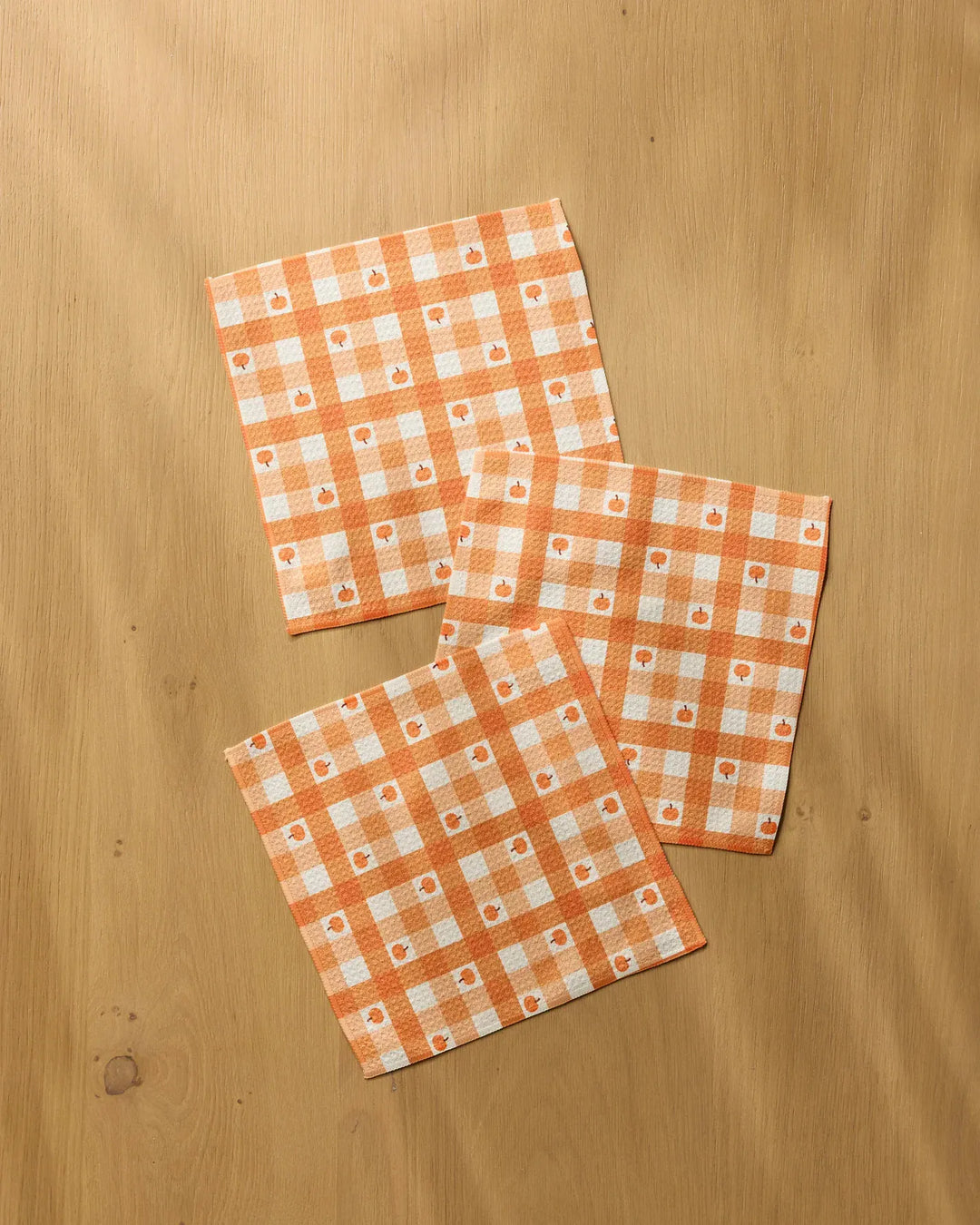 Geometry Home Pumpkin Check Dishcloth Set
