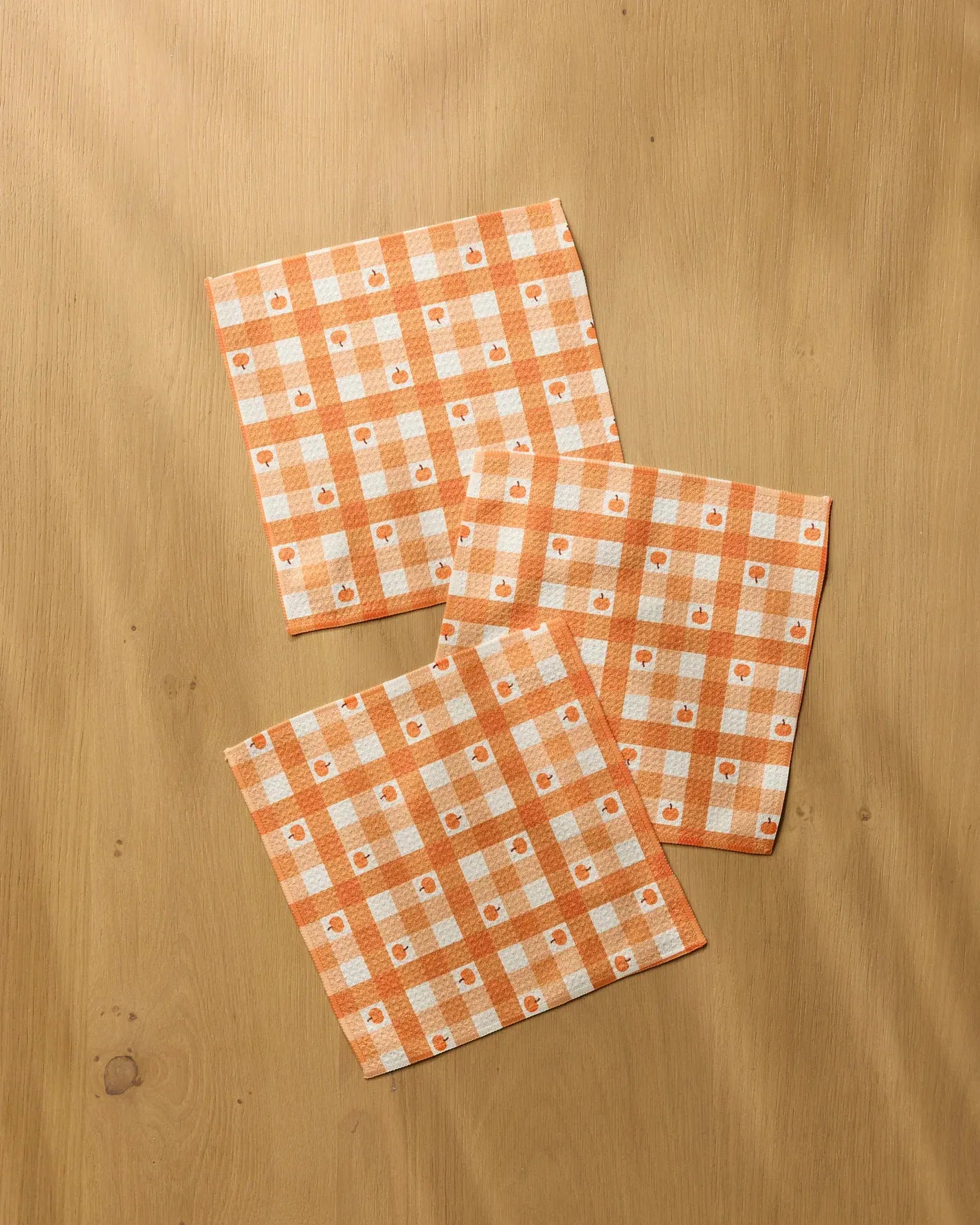 Geometry Home Pumpkin Check Dishcloth Set