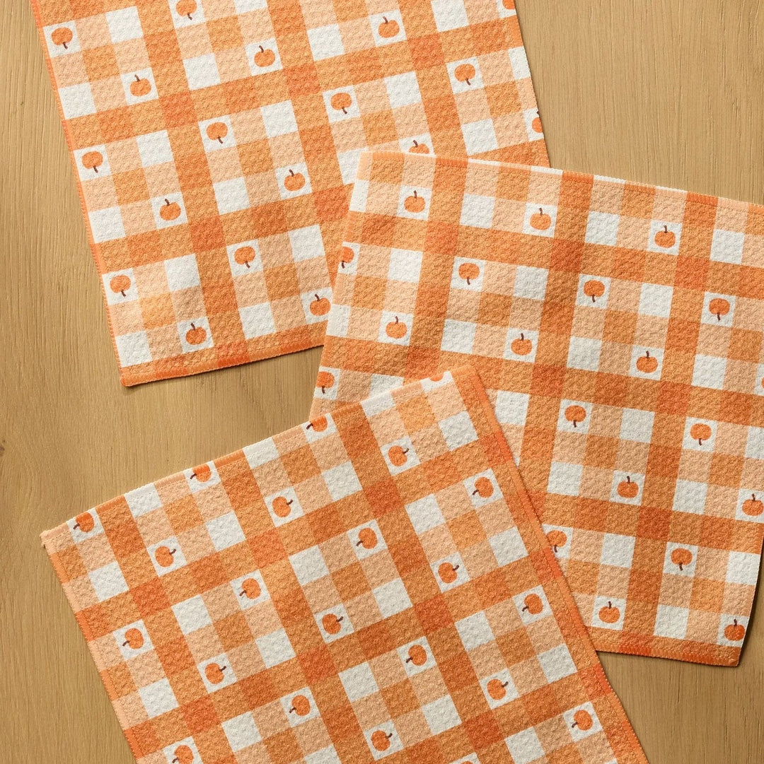 Geometry Home Pumpkin Check Dishcloth Set