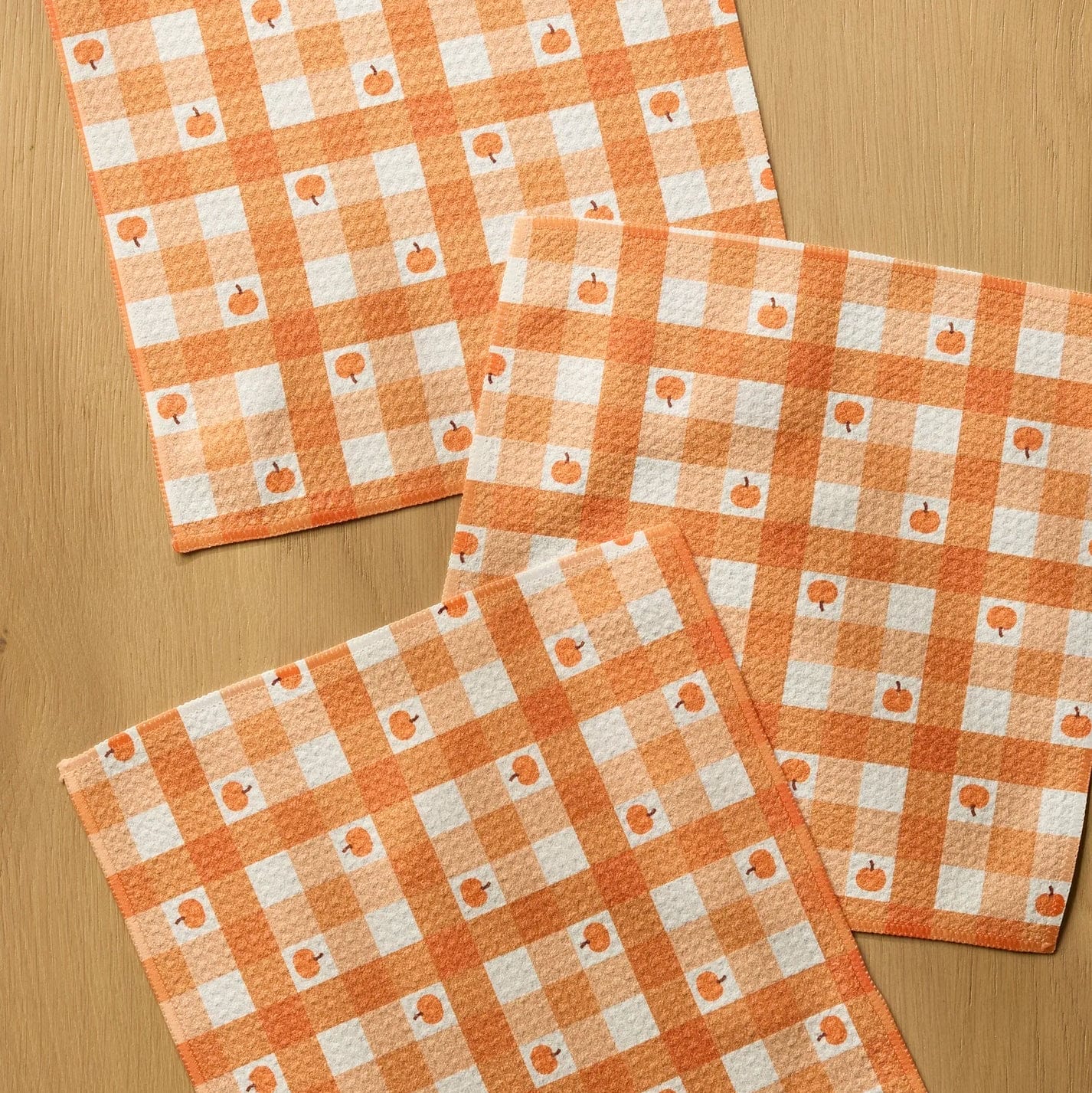Geometry Home Pumpkin Check Dishcloth Set