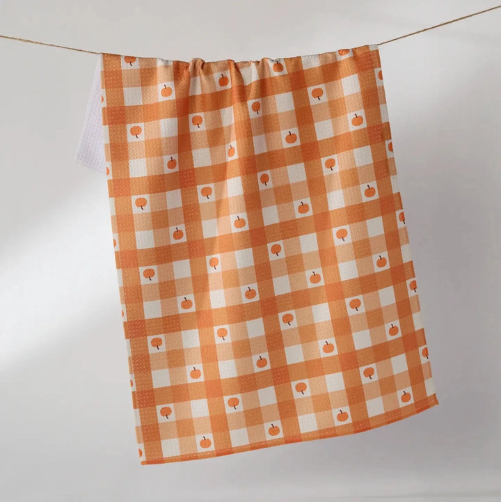 Geometry Home Pumpkin Check Tea Towel