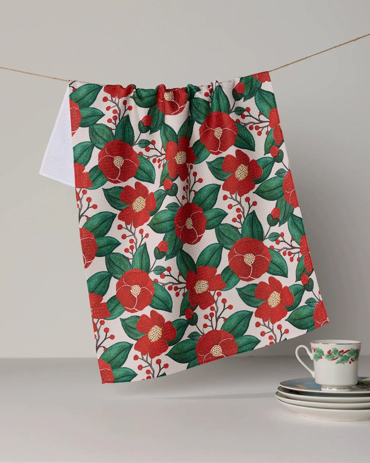 Geometry Home Winter Camellia Tea Towel