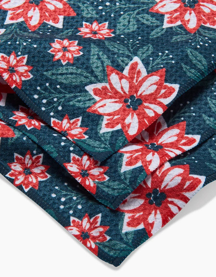 Geometry Kitchen Towel Poinsettia Garden Dishcloth Set