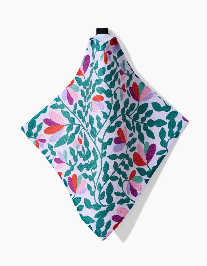 Geometry Kitchen Towel Spring Wavy Leaves Dishcloth Set