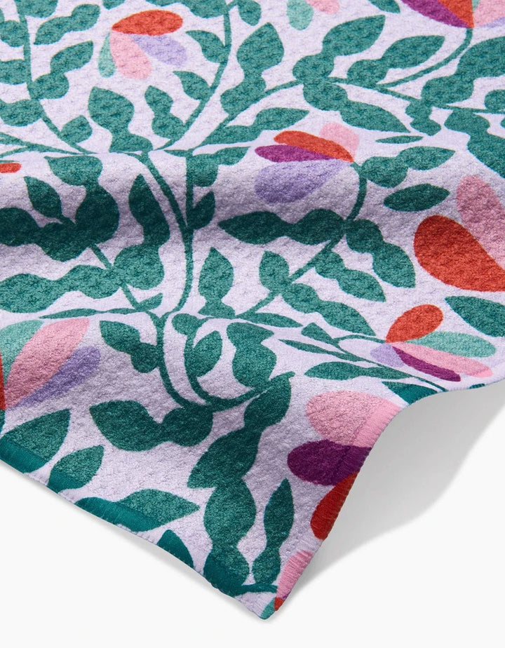 Geometry Kitchen Towel Spring Wavy Leaves Dishcloth Set