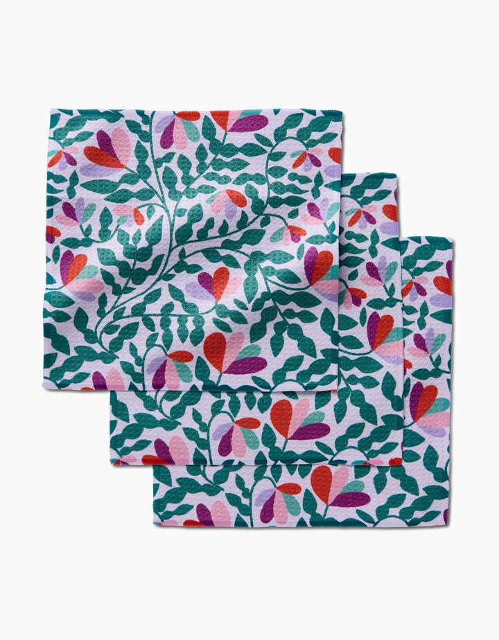 Geometry Kitchen Towel Spring Wavy Leaves Dishcloth Set