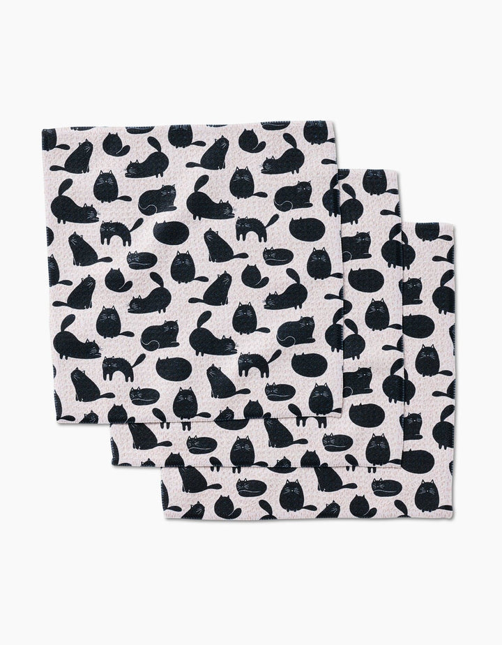 Geometry Kitchen Towels Black Cat Magic Dishcloth Set