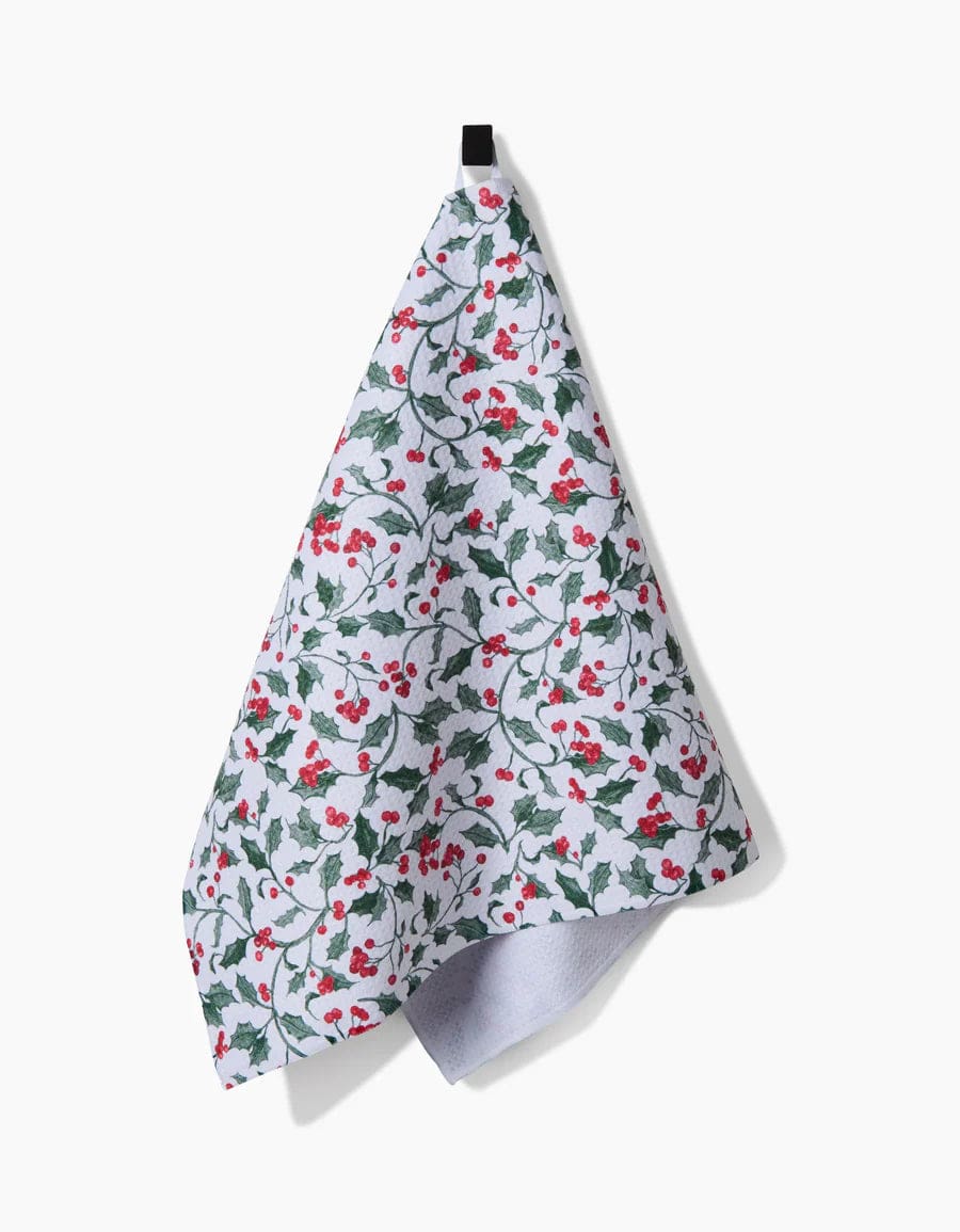 Geometry Kitchen Towels Christmas Holly Kitchen Tea Towel