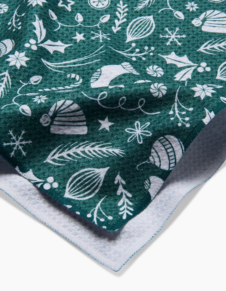 Geometry Kitchen Towels Classic Christmas Icons Green Kitchen Tea Towel