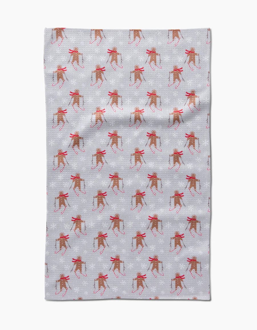 Geometry Kitchen Towels Gingerbread Skiers Kitchen Tea Towel