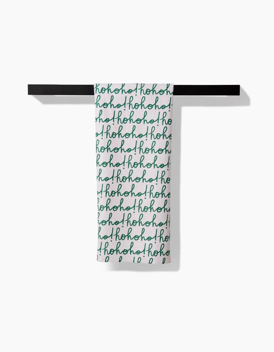 Geometry Kitchen Towels Ho Ho Holiday Green Kitchen Tea Towel