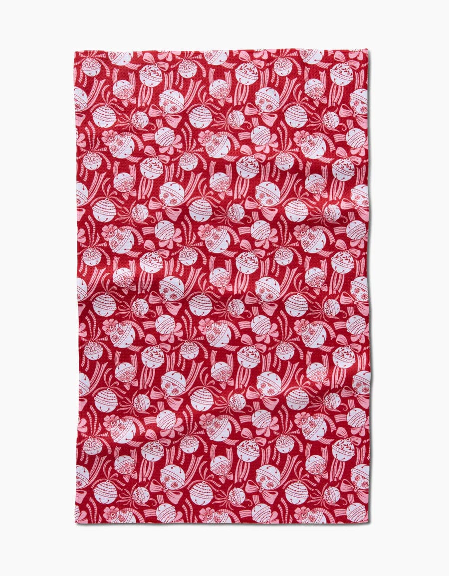 Geometry Kitchen Towels Holiday Bells Bows Kitchen Tea Towel