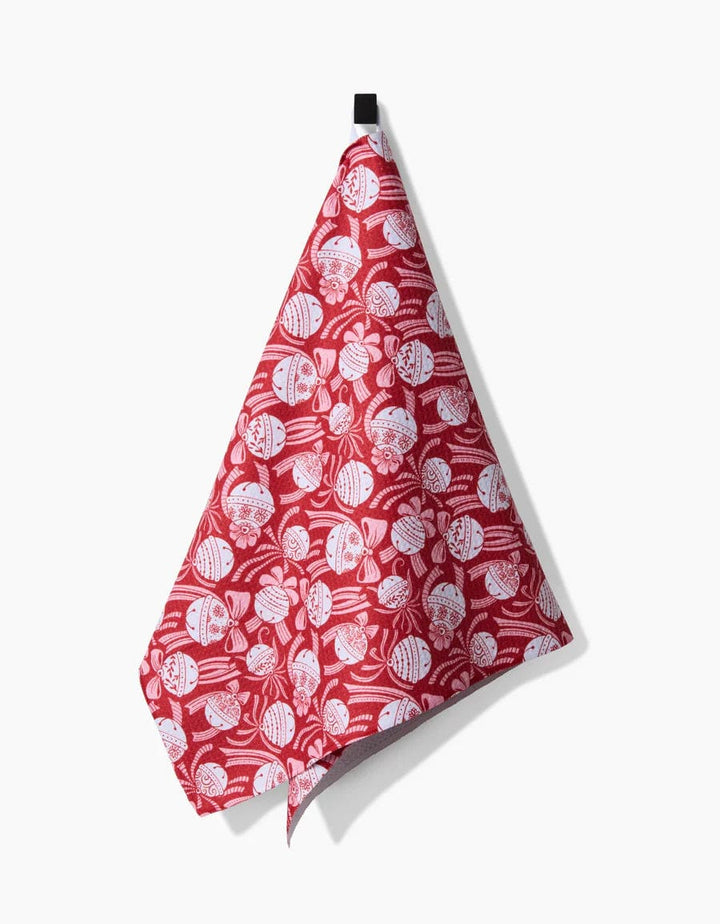 Geometry Kitchen Towels Holiday Bells Bows Kitchen Tea Towel