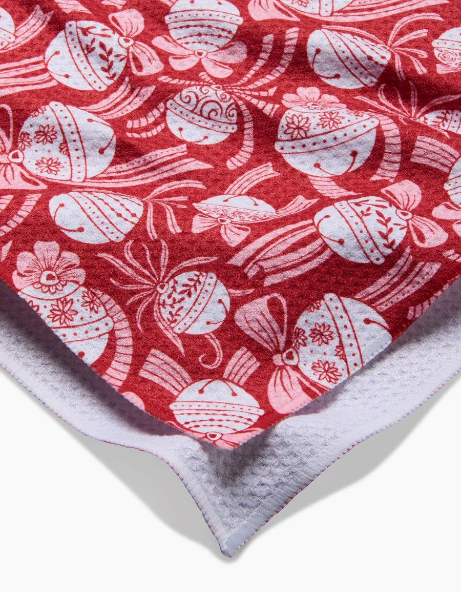 Geometry Kitchen Towels Holiday Bells Bows Kitchen Tea Towel