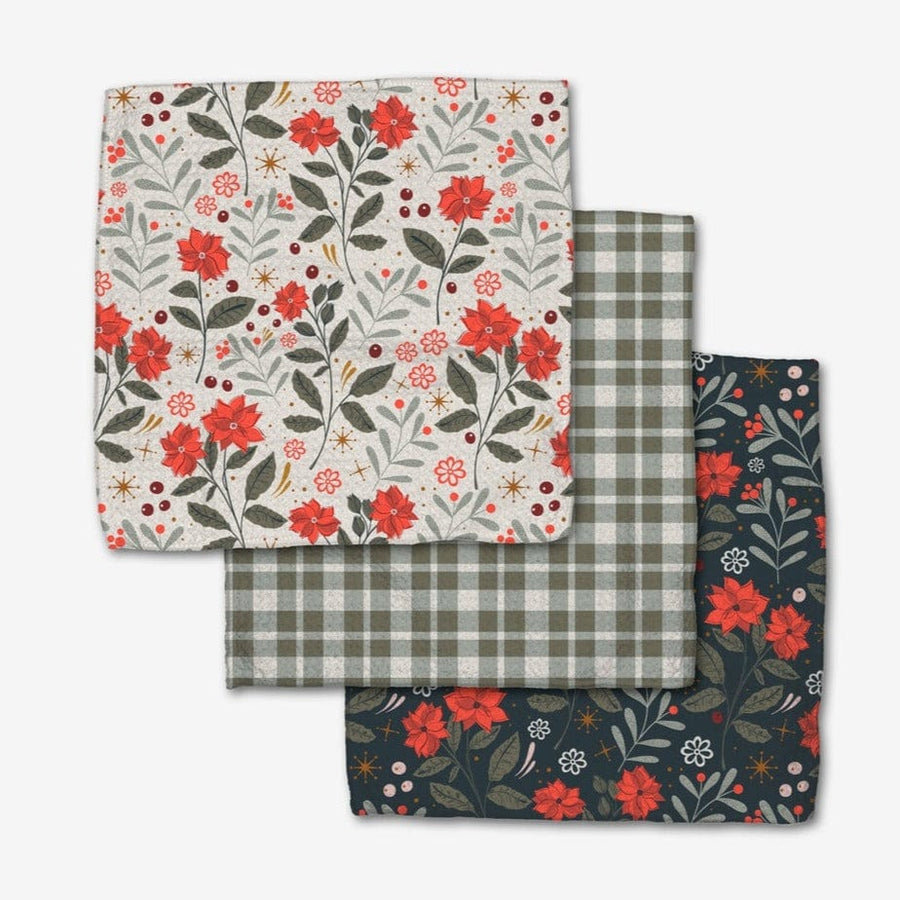 Geometry Kitchen Towels Holiday Floral Dishcloth Set
