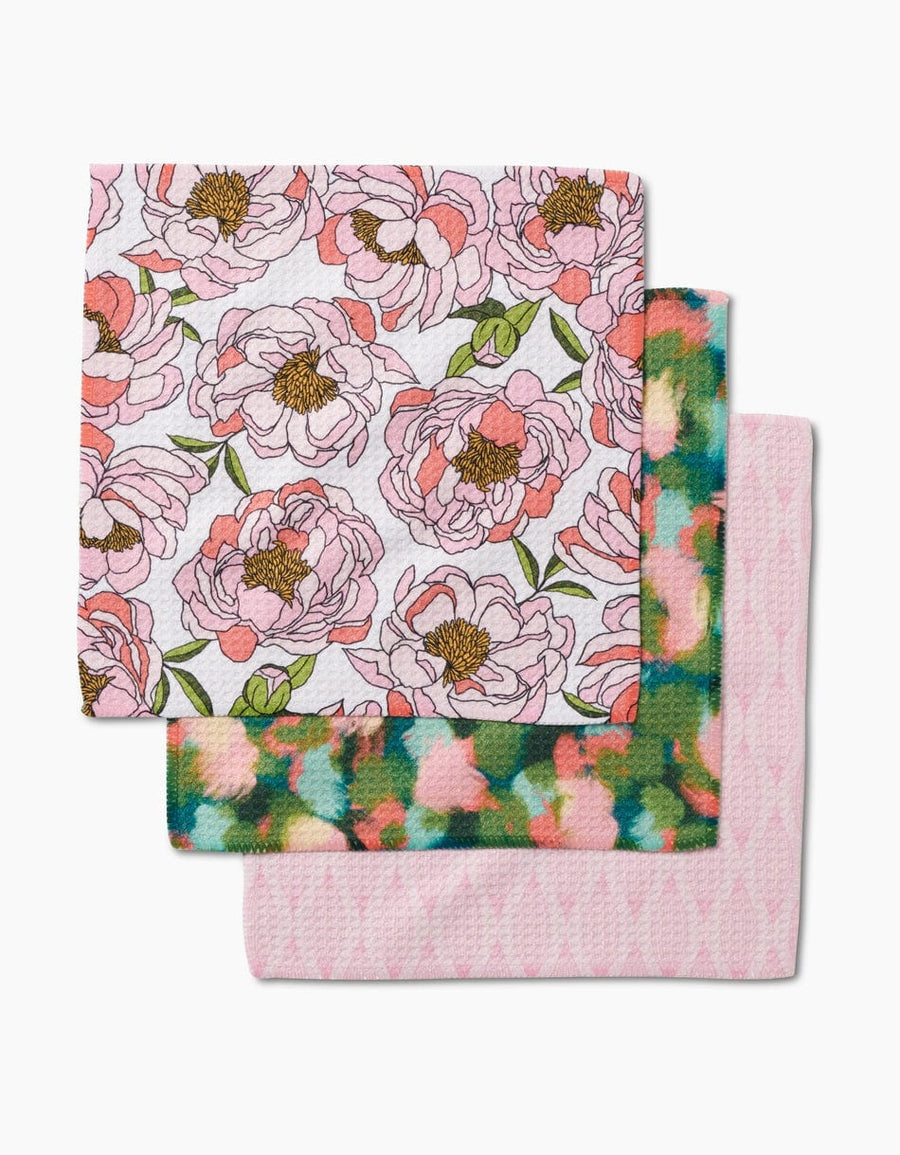 Geometry Kitchen Towels Peony Paradise Dishcloth Set