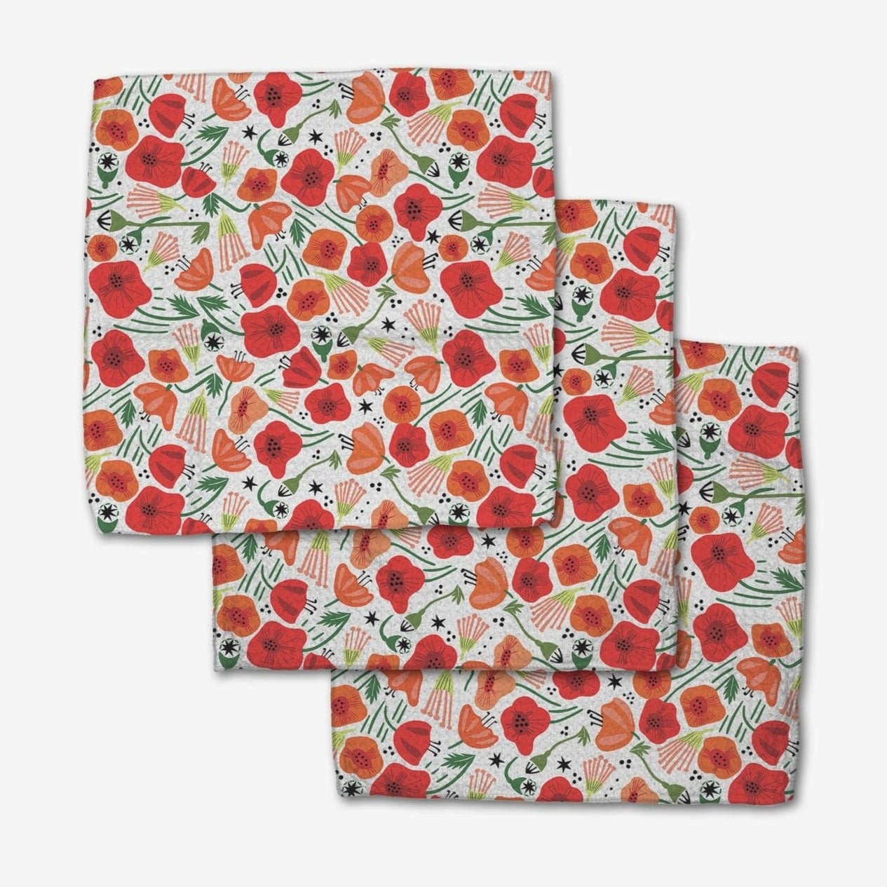 Geometry Kitchen Towels Poppy Power Dishcloth Set