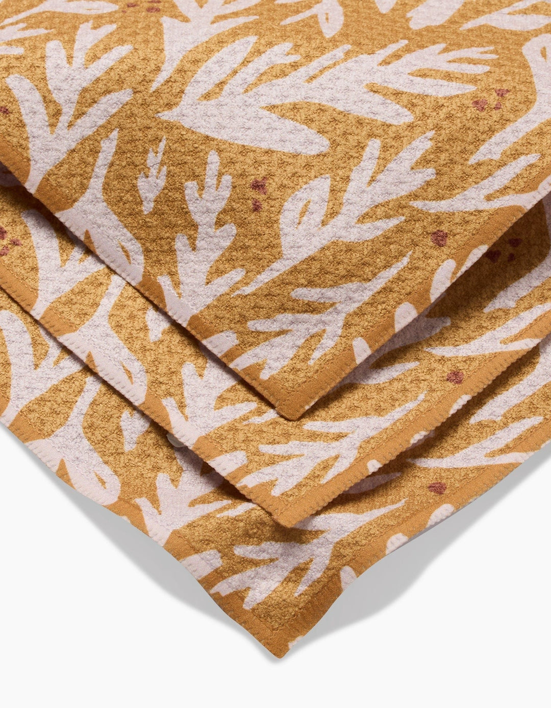 Geometry Kitchen Towels Trail Dusting Gold Dishcloth Set