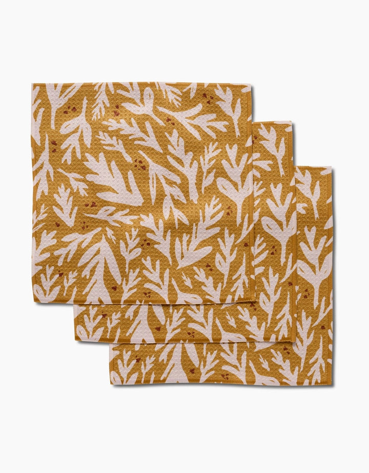 Geometry Kitchen Towels Trail Dusting Gold Dishcloth Set