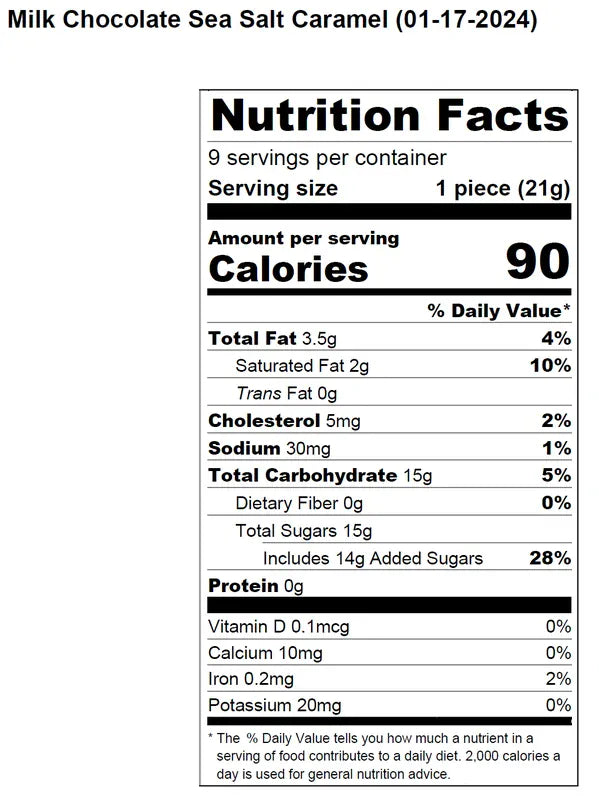 Gig Harbor Candy Company Treats Milk Chocolate Sea Salt Caramels - 9 Piece