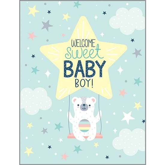 Gina B Designs Baby Shower Bear on a Swing - Baby Card