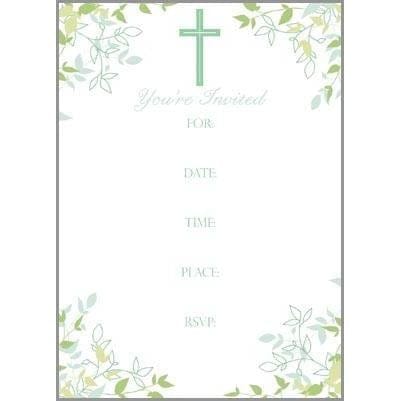 Gina B Designs Blank Invitations Fill-In Invitation - Cross and Leaves