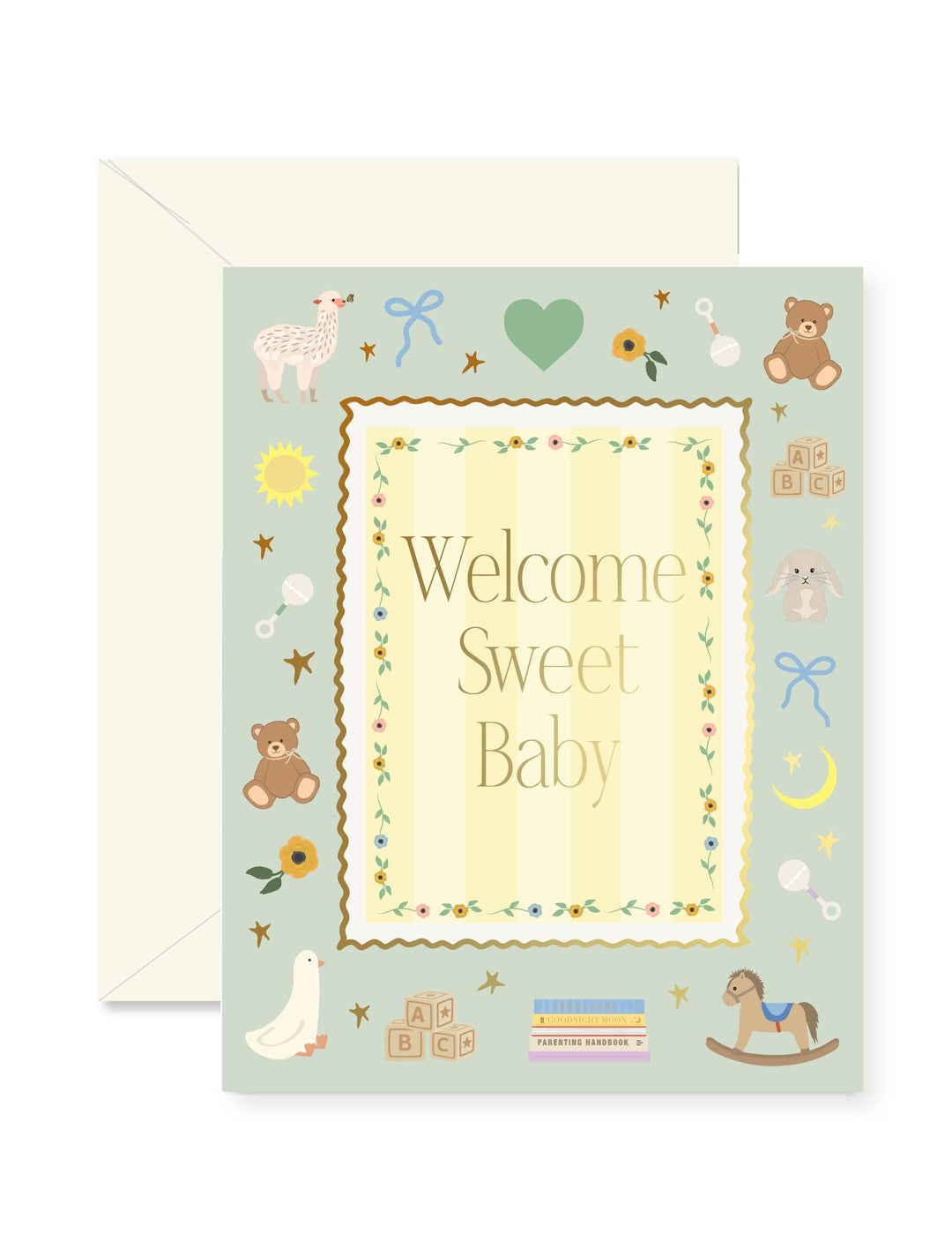 Ginger P. Designs Cards Mint Welcome Sweet Baby Frame Greeting Card