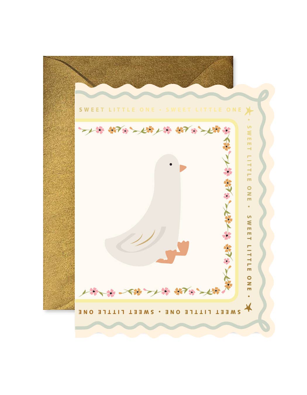 Ginger P. Designs Cards Sweet Little Goose Scallop Greeting Card