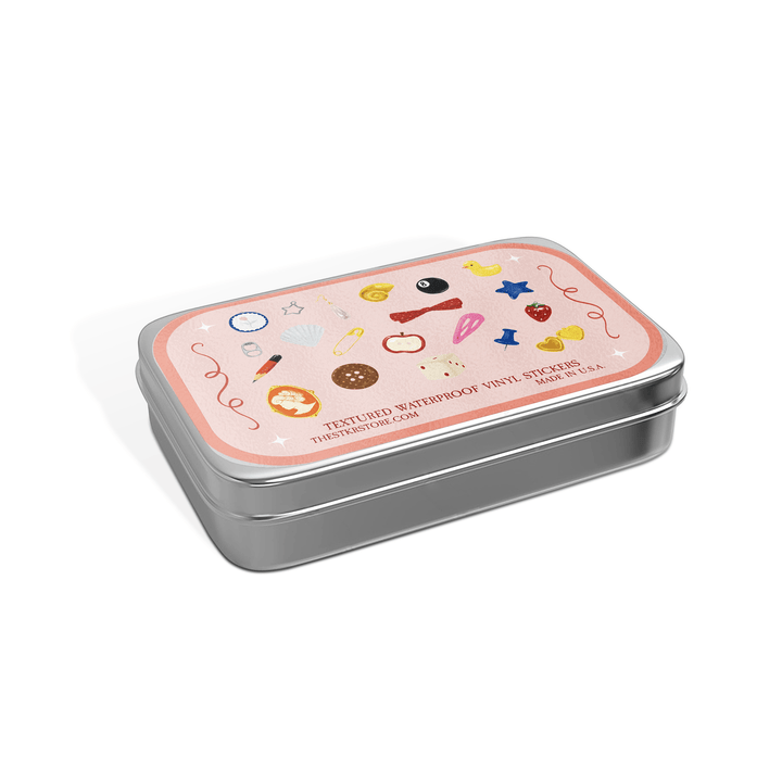 Girls Printing House Cards Trinket Stickers Tin Can
