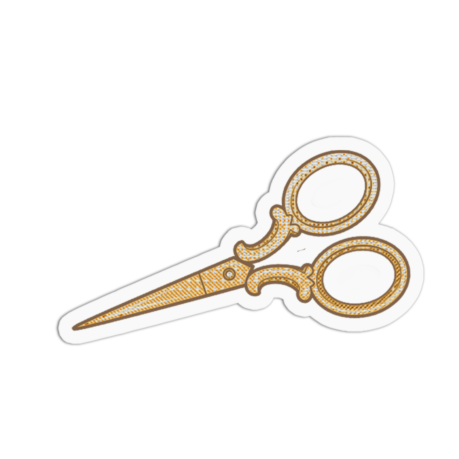 Girls Printing House Cards Vintage Golden Scissors Cross Stitch Textured Stickers