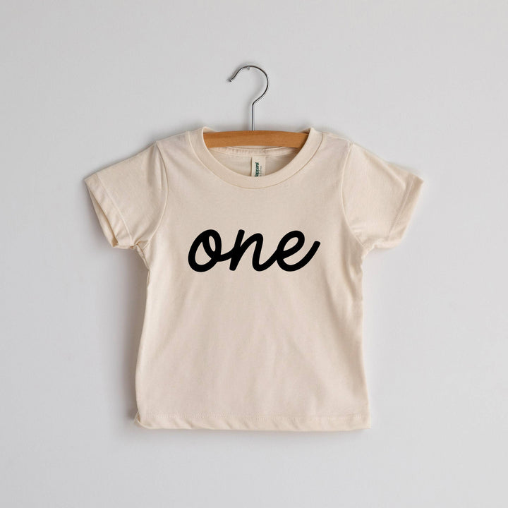 Gladfolk Baby Script "One" Cream Organic Baby & Kids Tee