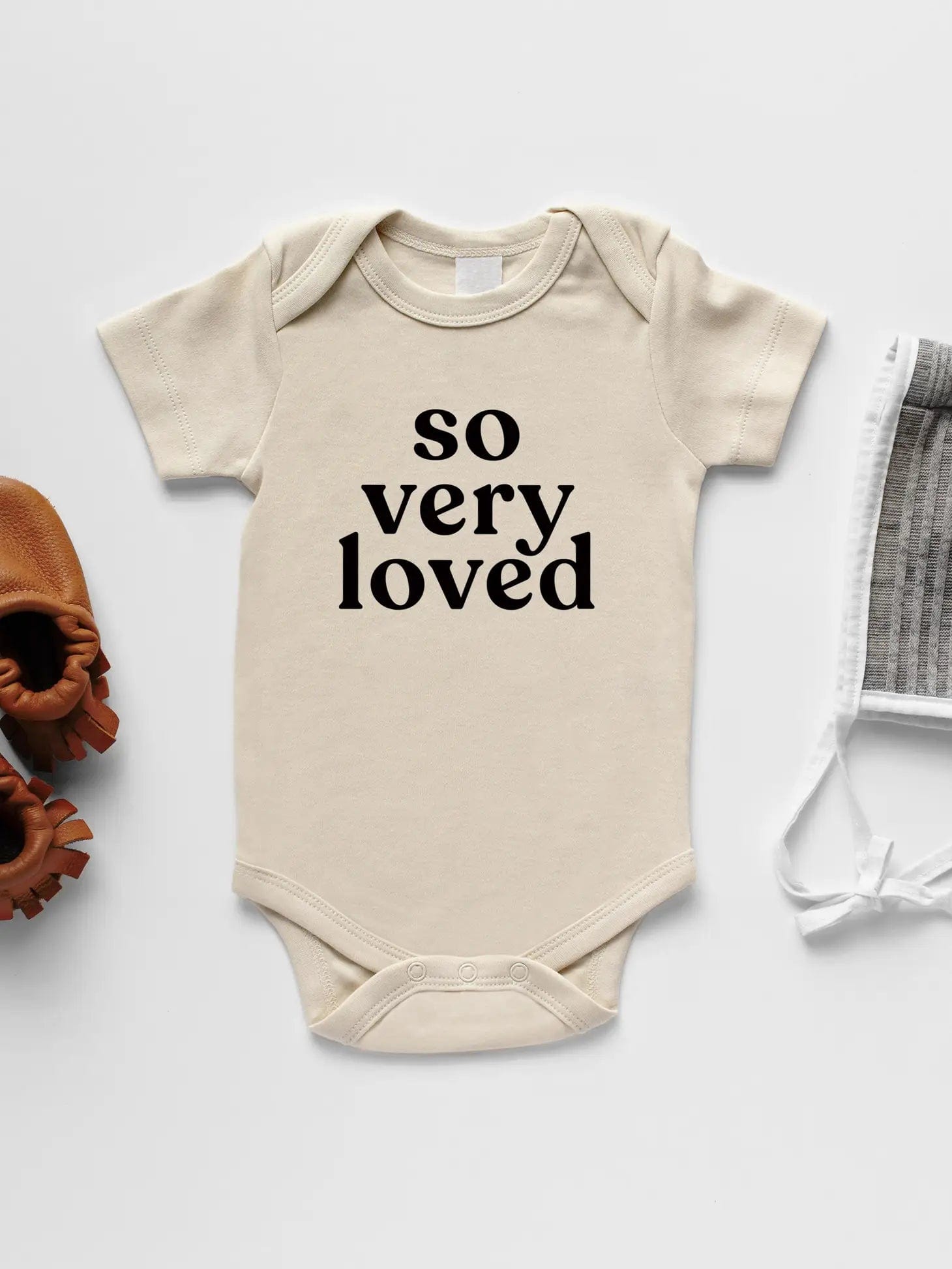 Gladfolk Cream Organic So Very Loved Baby Bodysuit