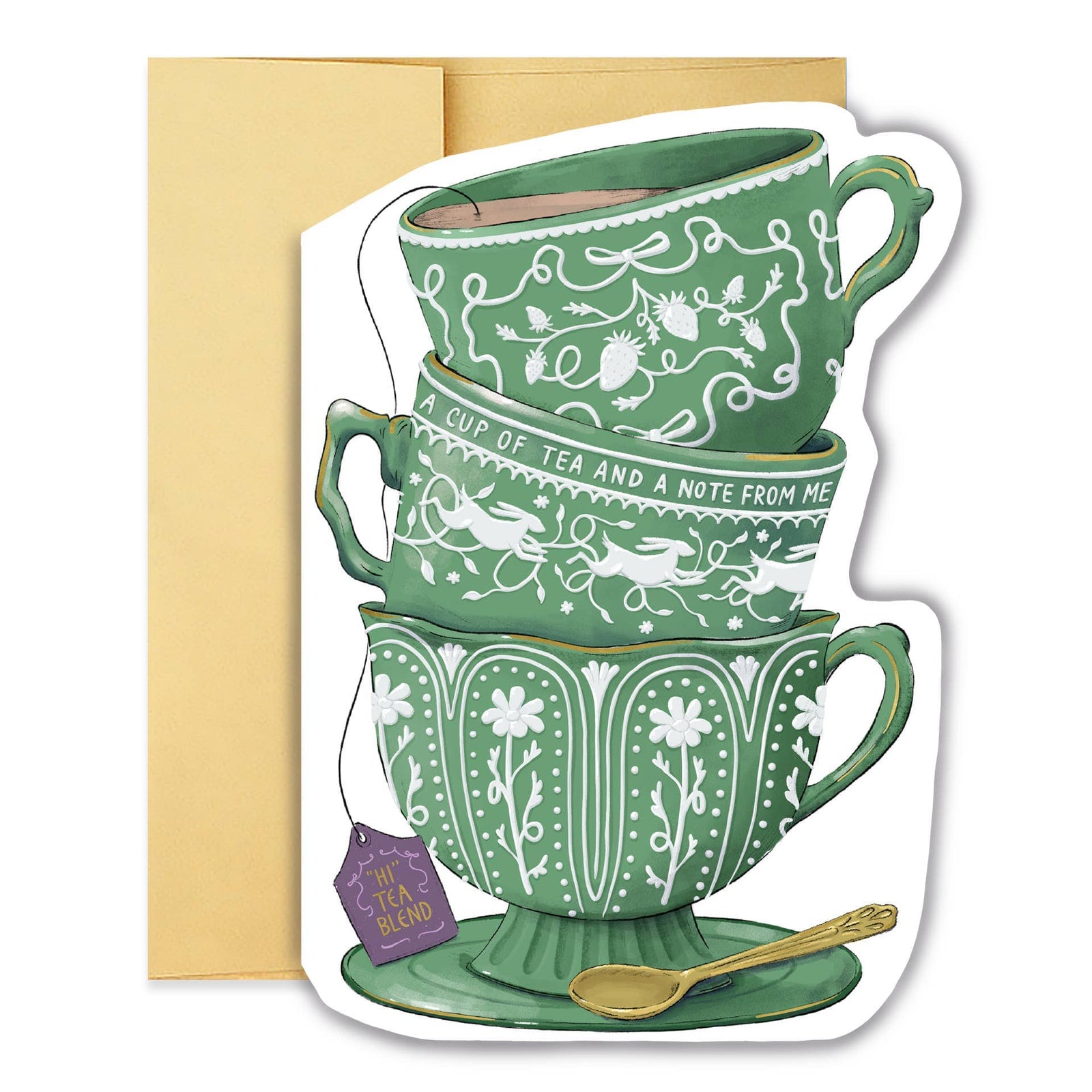 Good Juju Ink Cards Hi Tea Ornamental Teacup Stack Diecut Card