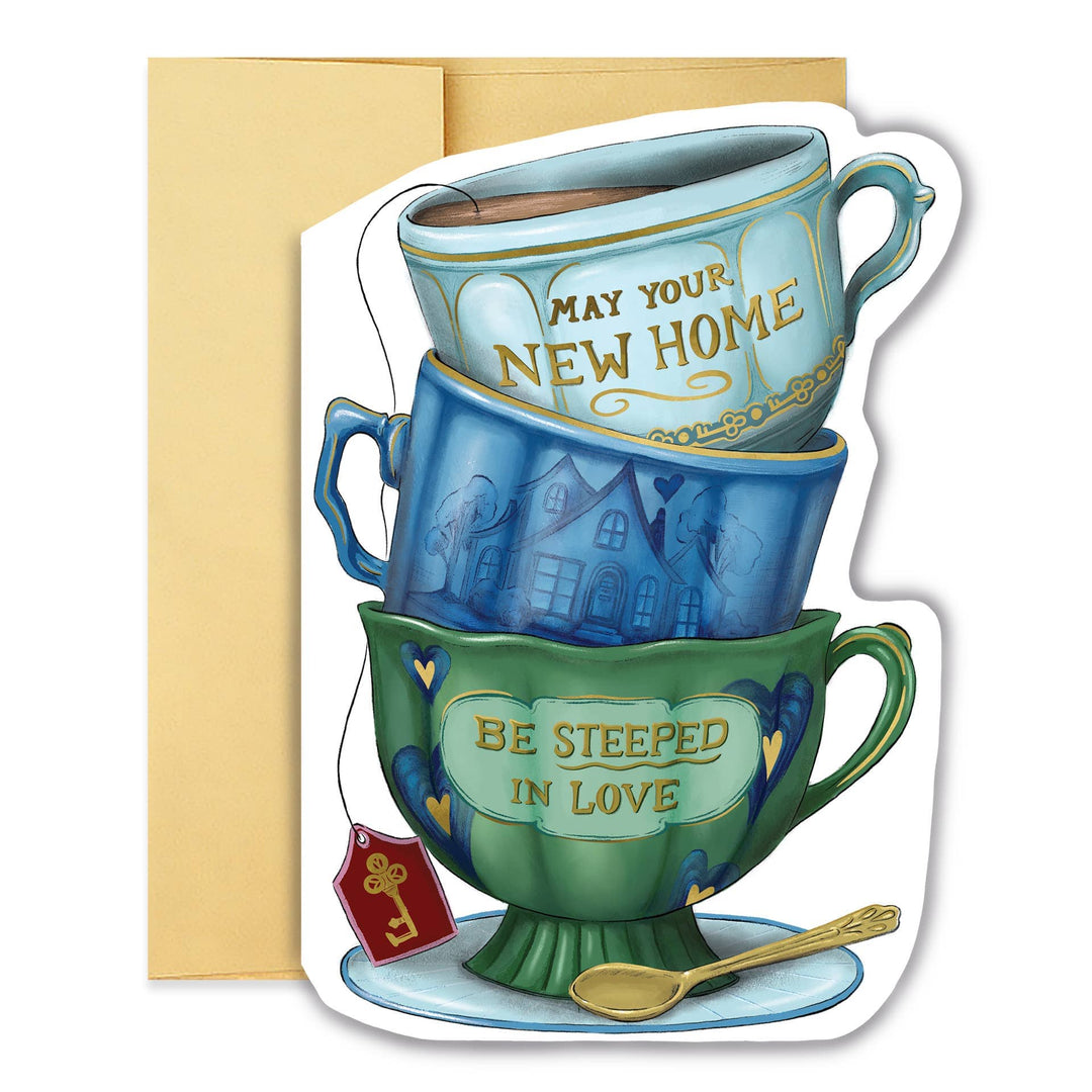 Good Juju Ink Cards New Home Teacup Stack Diecut Card