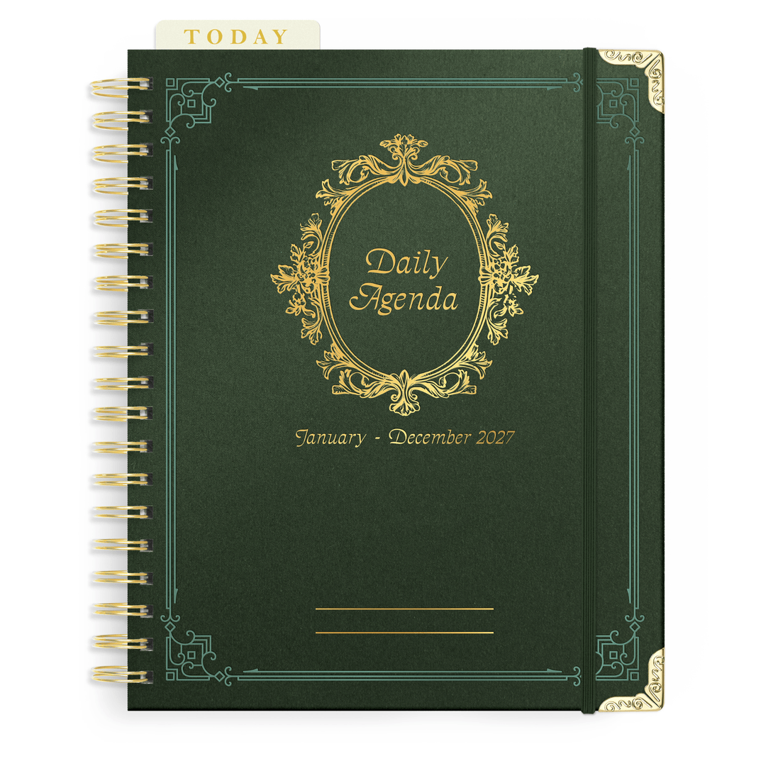 Good Juju Ink paper 2027 Vintage Daily Agenda 12-Month Weekly Large Spiral Bound