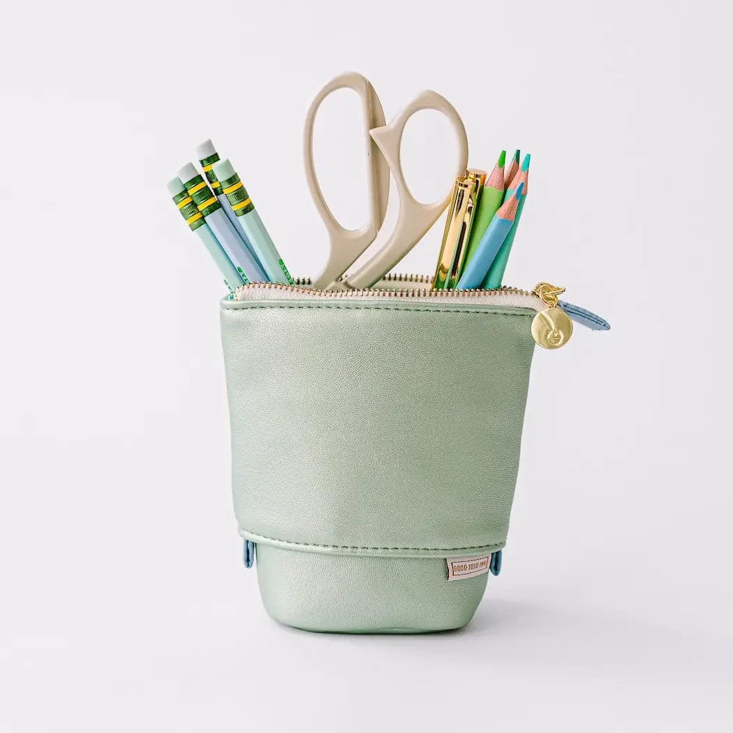 Good Juju Pencil Case Sage Green Luxe Standing Pencil Pouch | 3 Colors