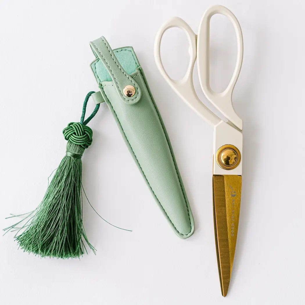 Good Juju Scissors Sage Green Ivory and Gold Heirloom Scissors with Case | 3 Colors