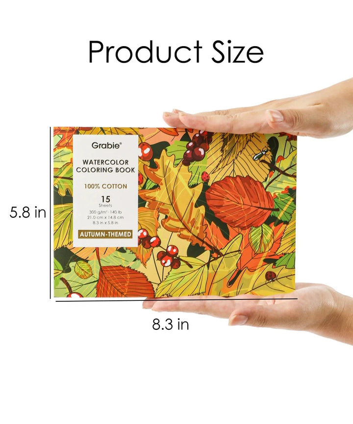 Grabie Gifts 15 Sheets 140LB Autumn-Themed Watercolor Coloring Book