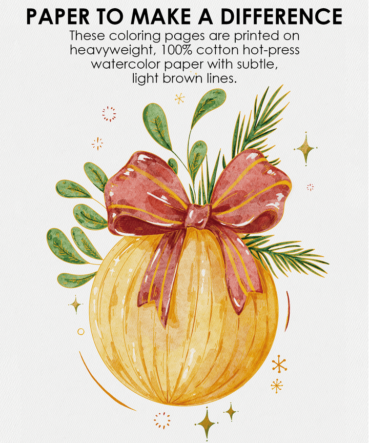 Grabie Gifts 15 Sheets 140LB Holiday-Themed Watercolor Coloring Book | Grabie