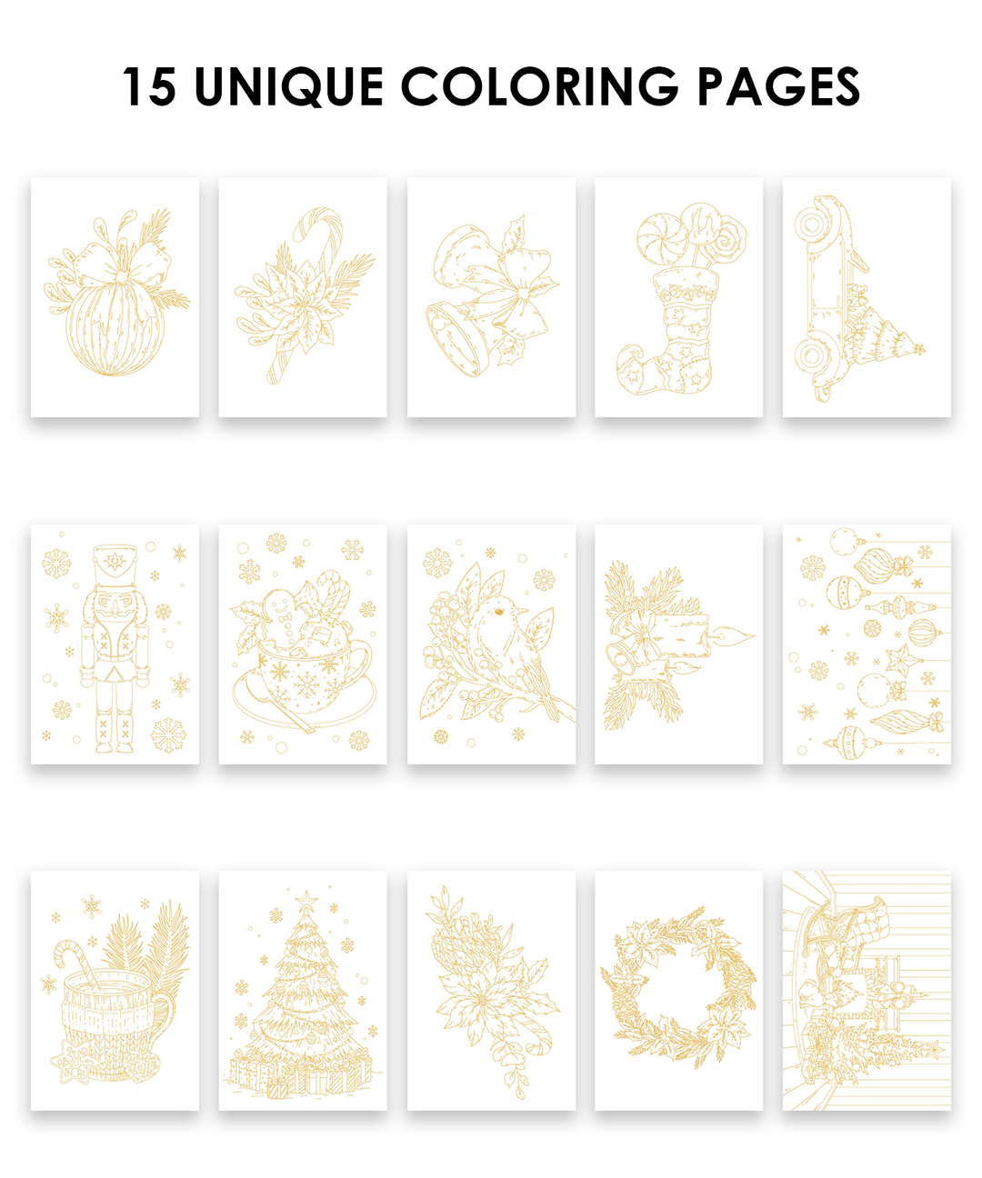 Grabie Gifts 15 Sheets 140LB Holiday-Themed Watercolor Coloring Book | Grabie