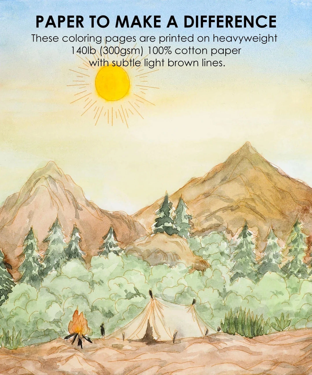 Grabie Gifts 15 Sheets 140LB Landscape-Themed Watercolor Coloring Book
